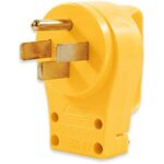 Camco PowerGrip RV Plug, 50 Amp Male Plug (125-250V/12500W), NEMA 14-50P (55255) , Yellow