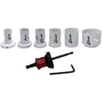 Disston QUICKCORE 7 pc Set - 1", 1-1/4", 1-1/2", 1-3/4", 2", and 2-1/2" Hole Saws, & Quick Change Arbor, Part E0100233