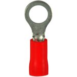 Gardner Bender 10-102 Electrical Ring Terminal, 22-18 AWG, Insulated Barrel, Crimp Connection, Red