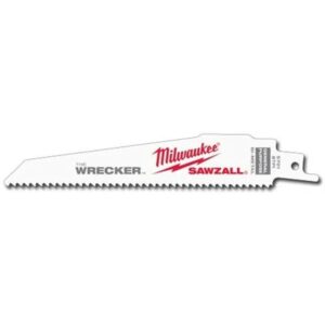 Milwaukee 48-00-5701 Super Sawzall Blade 8 Teeth per Inch 6-Inch Length, Wrecker , 5 Pack