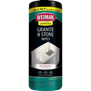 Weiman Granite Cleaner and Polish - 30 Wipes - For Granite Marble Soapstone Quartz Quartzite Slate Limestone Corian Laminate Tile Countertop and More