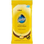 Pledge Multi-Surface Furniture Polish Wipes, Works on Wood, Granite, and Leather, Cleans and Protects, Lemon (24 Total Wipes)