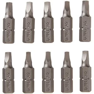 DEWALT DW2202B10 #2 Square Recess 1-Inch Bit Tip (10-Pack), Silver