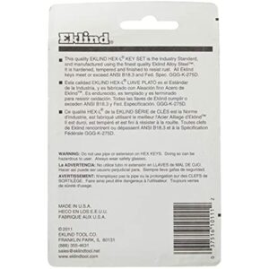 EKLIND 10111 Hex-L Key allen wrench - 11pc set SAE Inch Sizes .050-1/4 Short series - Image 3