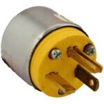 Leviton 520PA 20 Amp, 125 Volt, Plug, Armored, Grounding, Steel , Yellow