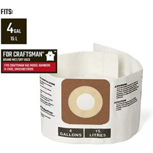 Craftsman 10.6 in. L X 4.1 in. W Wet/Dry Vac Dust Bag 4 gal 2-Pack - Image 2