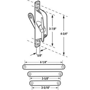 Prime-Line H 3557 Jalousie Operator, 4-3/4 inch Hole Centers, Reversible w/Links, Aluminum Finish, (1 set) - Image 2