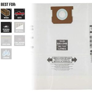 CRAFTSMAN CMXZVBE38772 General Purpose Wet/Dry Vac Dust Collection Bags for 15 to 22 Gallon Shop Vacuums, 3-Pack , White - Image 3