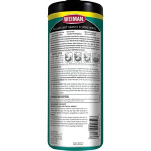 Weiman Granite Cleaner and Polish - 30 Wipes - For Granite Marble Soapstone Quartz Quartzite Slate Limestone Corian Laminate Tile Countertop and More - Image 2