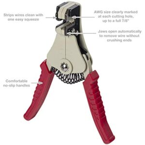 Gardner Bender SE-92 Strip-Easy Automatic Wire Stripper, 22-8 AWG, Solid or Stranded Wire, Easy Squeeze, Strips Wire Clean Up To Full ? inches, No Slip Handles, No Nick, Automatic Open Jaws , Red - Image 3