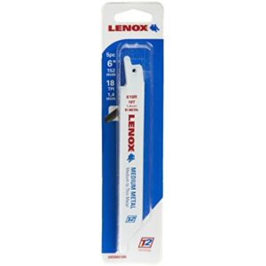 Lenox Tools - 20566618R LENOX Tools Metal Cutting Reciprocating Saw Blade with Power Blast Technology, Bi-Metal, 6-inch, 18 TPI, 5/PK - Image 3