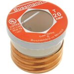 Bussmann T-20 20 Amp Type T Time-Delay Dual-Element Edison Base Plug Fuse, 125V UL Listed, pack of 4