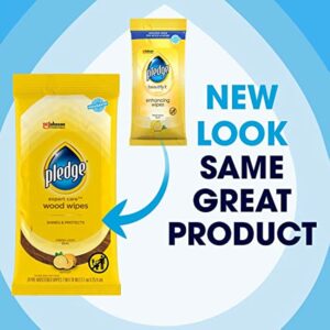 Pledge Multi-Surface Furniture Polish Wipes, Works on Wood, Granite, and Leather, Cleans and Protects, Lemon (24 Total Wipes) - Image 3