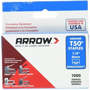 Arrow T50 3/8 in. W X 1/4 in. L 18 Ga. Flat Crown Heavy Duty Staples