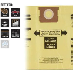 CRAFTSMAN CMXZVBE3877 Fine Dust Wet/Dry Vac Dust Collection Bags for 10 to 14 Gallon Shop Vacuums, 2-Pack, Yellow - Image 3
