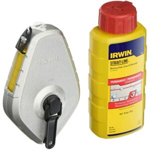 Irwin Strait-Line 4 oz Red Twisted Chalk and Reel Set 100 ft. White