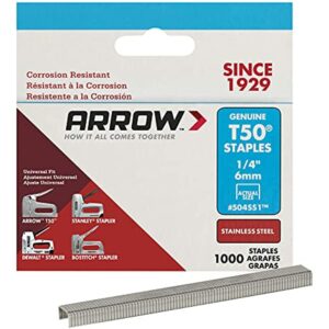 Arrow T50 3/8 in. W X 1/4 in. L 18 Ga. Flat Crown Heavy Duty Staples