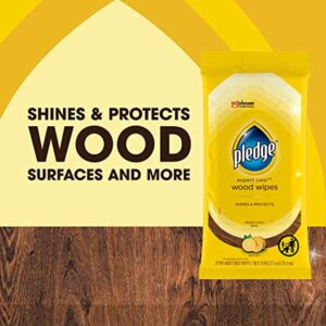 Pledge Multi-Surface Furniture Polish Wipes, Works on Wood, Granite, and Leather, Cleans and Protects, Lemon (24 Total Wipes) - Image 4