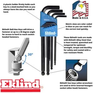 EKLIND 13609 Ball-Hex-L Key allen wrench - 9pc set Metric MM sizes 1.5-10 Long series - Image 2