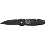 Klein Tools 44000-BLK Black Lightweight Lockback Knife with Black Aluminum Handle, 2-1/4-Inch Drop-Point Blade