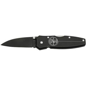 Klein Tools 44000-BLK Black Lightweight Lockback Knife with Black Aluminum Handle, 2-1/4-Inch Drop-Point Blade