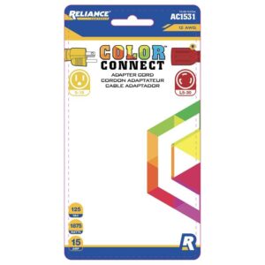 Reliance Controls Color Connect 12/3 SJTW 125 V 12 in. L Adapter Cord - Image 2