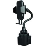Fabcordz Black Cup Holder Cell Phone Car Mount For All Mobile Devices