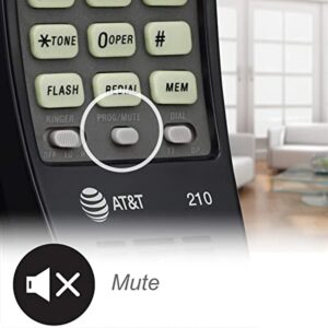 AT&T 210 Basic Trimline Corded Phone, No AC Power Required Wall-Mountable Black - Image 11
