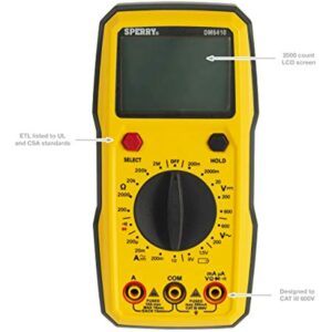Sperry Instruments DM6410 8 Function Digital Multimeter, 600V AC / 1000V DC, Yellow - Image 4