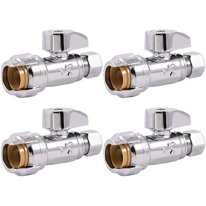 SharkBite 1/2 in. Push X 3/8 in. Compression Brass Straight Stop Valve (Pack of 4)