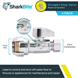 SharkBite 1/2 in. Push X 3/8 in. Compression Brass Straight Stop Valve (Pack of 4) - Image 2