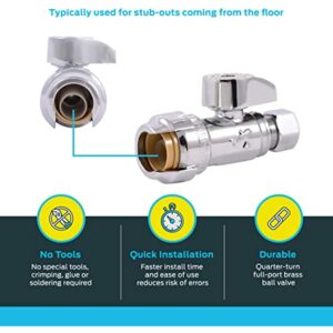 SharkBite 1/2 in. Push X 3/8 in. Compression Brass Straight Stop Valve (Pack of 4) - Image 3