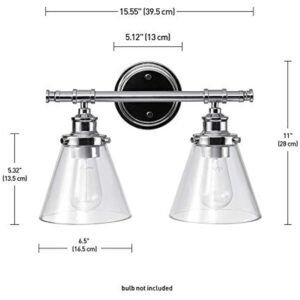 Globe Electric Parker Chrome 2 lights Incandescent Vanity Light Wall Mount - Image 3