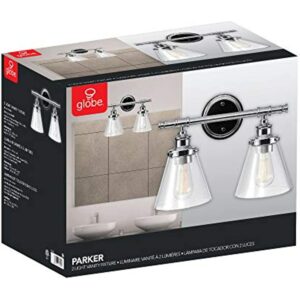 Globe Electric Parker Chrome 2 lights Incandescent Vanity Light Wall Mount - Image 8