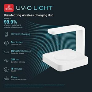 Globe UV-C Light Disinfecting Wireless Charging Hub, White, Micro USB Cable Included - Image 3
