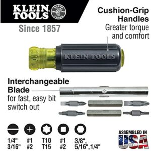 Klein Tools 32500 11-in-1 Screwdriver / Nut Driver Set, 8 Bits (Phillips, Slotted, Torx, Square), 3 Nut Driver Sizes, Cushion Grip Handle - Image 2