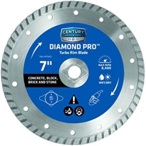 Century Drill & Tool 75452 Professional Turbo Rim Diamond Pro Saw Blade, 7"