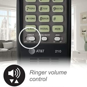 AT&T 210 Basic Trimline Corded Phone, No AC Power Required Wall-Mountable Black - Image 9