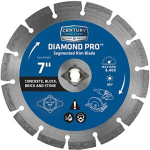 Century Drill & Tool 75455 Diamond Segmented Rim Blade, 7"