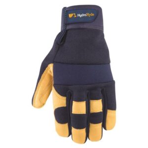 Wells Lamont HydraHyde Men's Water Resistant Work Gloves Blue/Yellow XL - Image 2