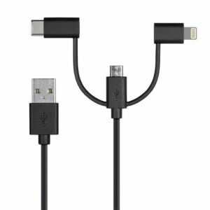 Fabcordz Lightning, Type C and Micro USB Cable 3 ft. Black - Image 2