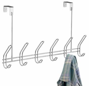iDesign 18-1/2 in. L Chrome Silver Steel Large Classico Over the Door 6-Hook Rack 44002