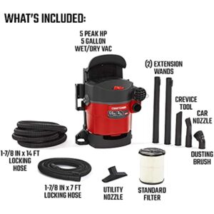 CRAFTSMAN 5 gal Corded Wet/Dry Vacuum 5 amps 120 V 5 HP CMXEVBE17925 - Image 4
