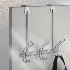 iDesign 11 in. L Chrome Silver Steel Medium Classico Over-the-Door 3-Hook Rack 06918