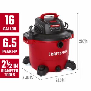 CRAFTSMAN 16 gal Corded Wet/Dry Vacuum 12 amps 120 V 6.5 HP CMXEVBE17595 - Image 2
