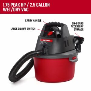 CRAFTSMAN 2.5 gal Corded Wet/Dry Vacuum 3 amps 120 V 1.75 HP CMXEVBE17250 - Image 3