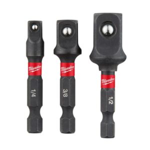 Milwaukee Power Drill Bit Extensions Shockwave Socket Adapter Set, 1/4" 3-Piece 48-32-5033