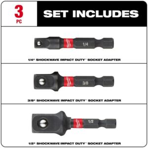 Milwaukee Power Drill Bit Extensions Shockwave Socket Adapter Set, 1/4" 3-Piece 48-32-5033 - Image 2