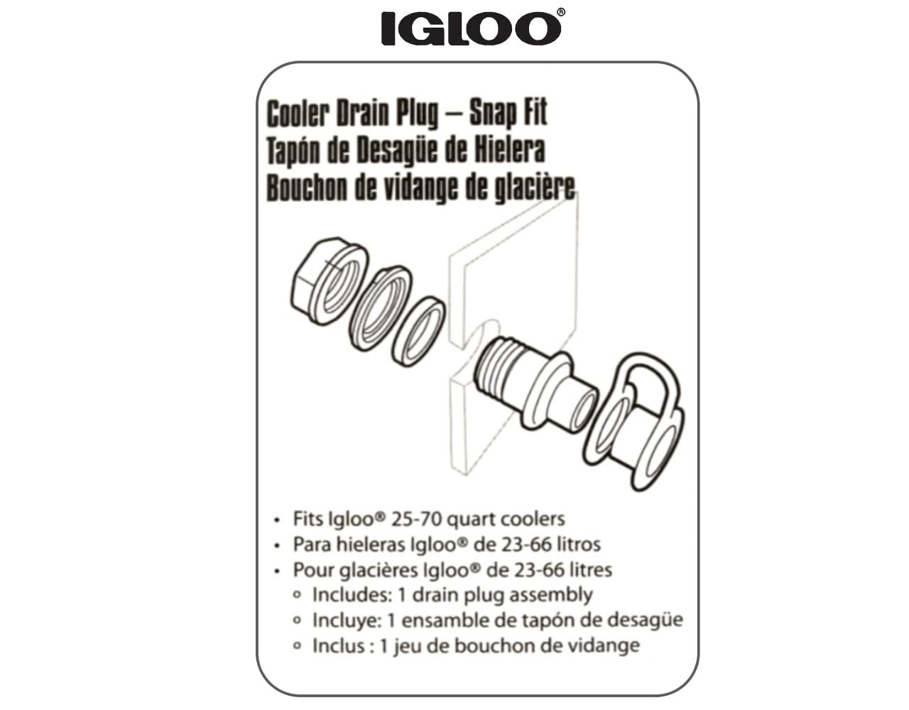 Triple-Snap Cooler Drain Plug Replacement - Perfect Fit For Igloo 25-70 Qt Ice Chests