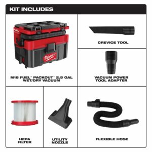 Milwaukee M18 FUEL Packout 2.5 gal Cordless Wet/Dry Vacuum Tool Only 18 V - Image 3